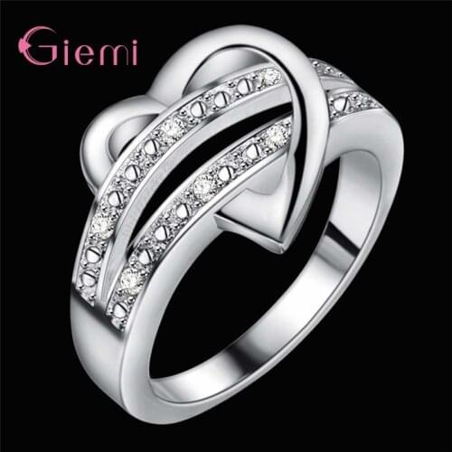 Delicate Female Ring New 925 Sterling Silver Heart Finger Ring For Women Wedding Engagement Cubic Zircon Jewelry Gifts Party