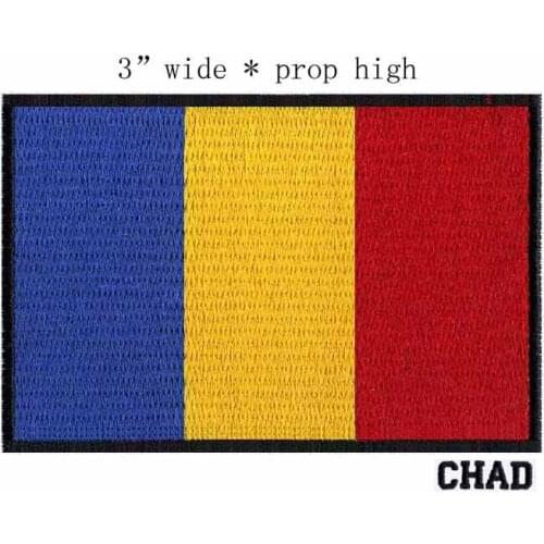 3" wide Chad embroidery flag patch for The heart of death in Africa/Blue yellow red/hope life and the sunshine