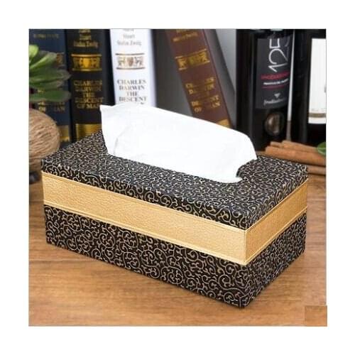 High quality PU leather Wooden structures tissue box napkin holder for toilet paper holder paper napkins PZJH023