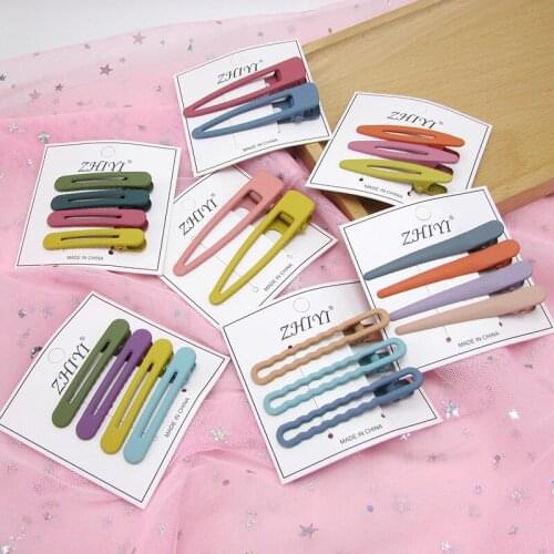 1Set Korean Makaron Color Alloy Hair Clips For Womens Sweet Girls Hair Grips Hairpin Barrettes Hair Accessories HeadWear