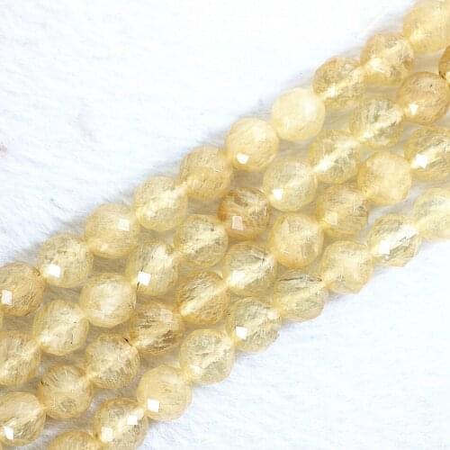 Yellow watermelon crystal tourmaline stone 4mm 6mm 8mm 10mm 12mm 14mm hot sale round faceted loose beads diy jewelry 15" B510