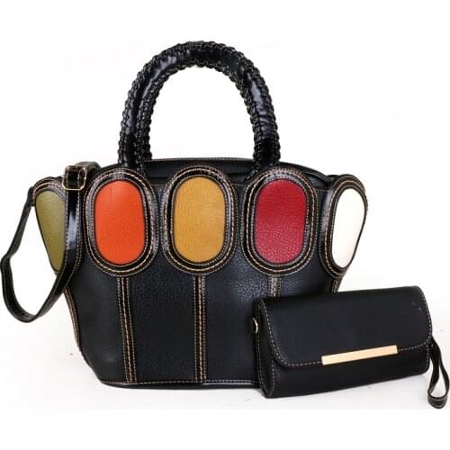 Womens bag new European and American fashion two-piece bucket hand-held single-shoulder diagonal stitching large bag shell bag