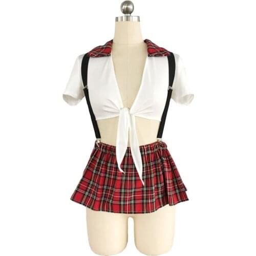 Women Sexy Cosplay Lingerie Student Uniform schoolgirl skirt Ladies Erotic Costume Babydoll Dress Women Lace Miniskirt Outfit