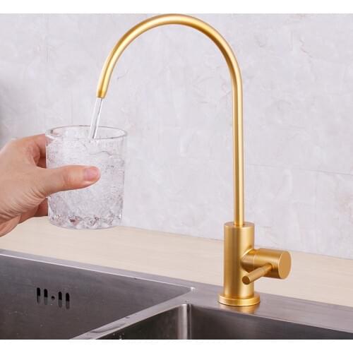 Golden color pure water drink faucet for kitchen sink luxury design