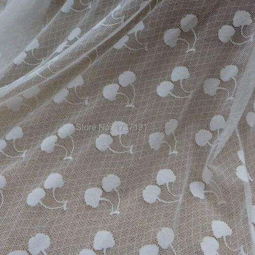 White Lace Fabric, Soft Stretch Fabric, Lovely Cherry Fabric Exquisite Lace Trim Embroidery Wedding Dress