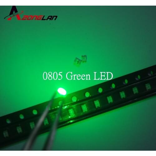 100PCS Free shipping Green 0805 SMD LED diodes light Pure Green Emerald 520-530nm 3.0-3.4v