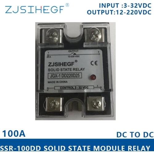 100A SSR DC Control DC ZJSIHEGF SSR-100DD Solid State Relay Input 3-32V To Output 5-60V AC For Automation