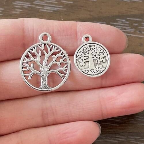 20PCS Both Side Tree of Life Charm Life Tree Pendant Charm for Bracelet Necklace Earring Zipper Pull Bookmark DIY Jewelry Making