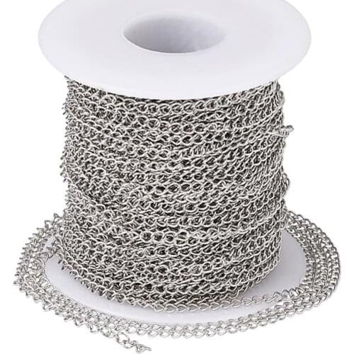 25m/roll Stainless Steel Curb Chains Twisted Chains with Spool Soldered For Jewelry Findings Handmade Making