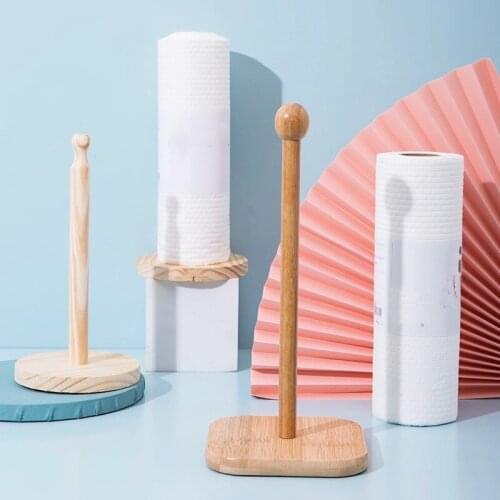 31cm Wooden Roll Paper Towel Holder Vertical Stand Napking Pack Home Bathroom Kitchen Toilet Storage Accessories