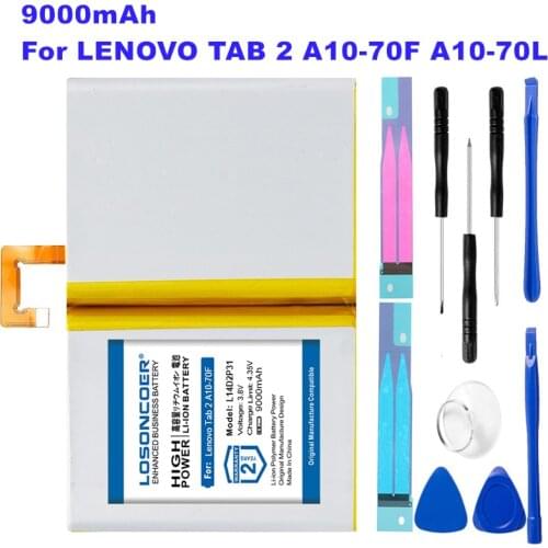LOSONCOER 9000mAh L14D2P31 Battery For Lenovo Tab 2 TAB2 A10-70F A10-70L A10-70LC A10-70 A7600-F TB2 X30L TB2-X30F TB2-X30M