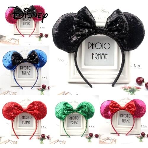 Disney Accessories Ears Headband Stereo Sequins Bow Girl Toys Fashion Party Dress Up Toy Gifts