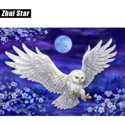 New 5D DIY Diamond Painting "White owl animal" Embroidery Full Square Diamond Cross Stitch Rhinestone Mosaic Painting Decor Gift