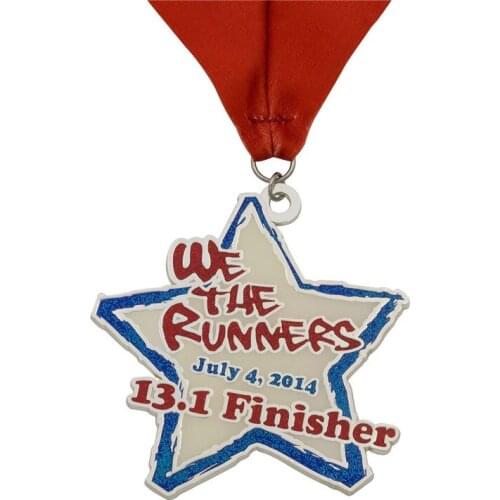 Runners medals cheap custom metal sports game medals hot sales custom made metal medal with red ribbons