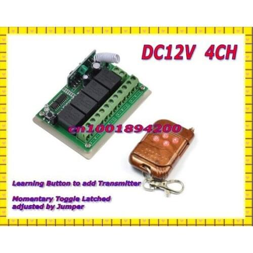 Wireless remote control switch 12V 4CH(Channel)1 Receiver & 1Transmitter output state is adjustable 200M