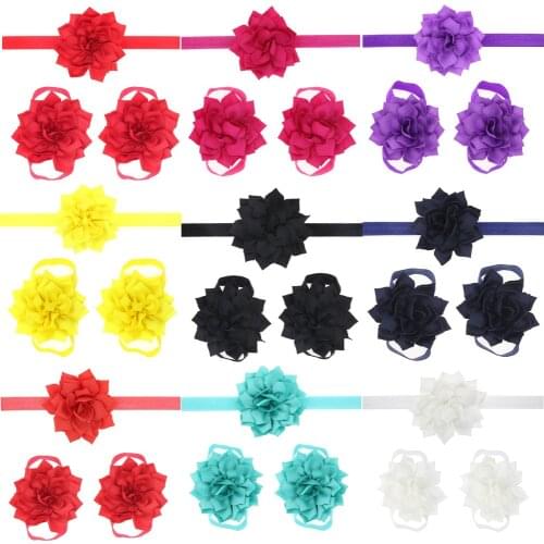 Childrens lotus leaf foot band hair band set Baby foot flower head band baby hair accessories