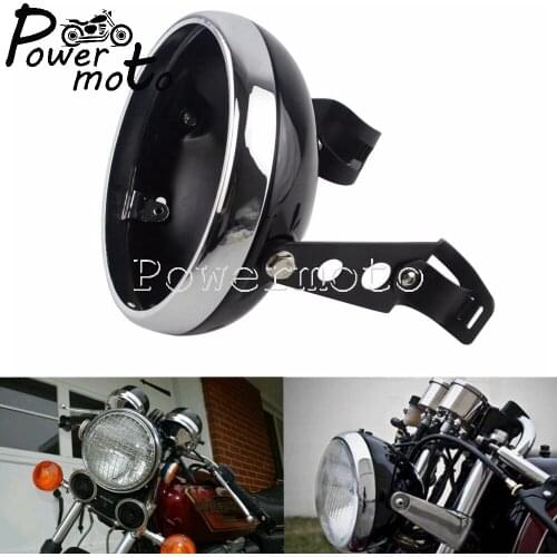 For Harley Cafe Racer Chopper Bobber Suzuki Yamaha Honda Cruise Custom Motorcycle 7" LED Headlamp Housing w/ Mounting Brackets