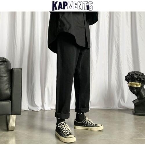 KAPMENTS Men Harajuku Baggy Jeans 2020 Mens Japan Style Streetwear High Waist Straight Denim Pants Male Fashions Loose Trousers