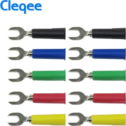 HOT Cleqee P4002 10PCS 5Color (in width) 6mm Insert Type U Type And Y Type Insert Harpoon Welding Insert 4mm banana plug