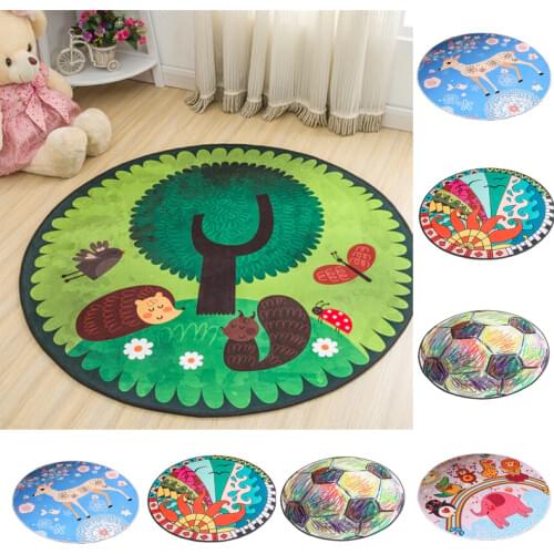 Round Rugs Baby Play Mat Toys Storage Organizer Nursery Rugs Large Polyester Anti-slip Cartoon Animal Baby Floor Mat Game Mat