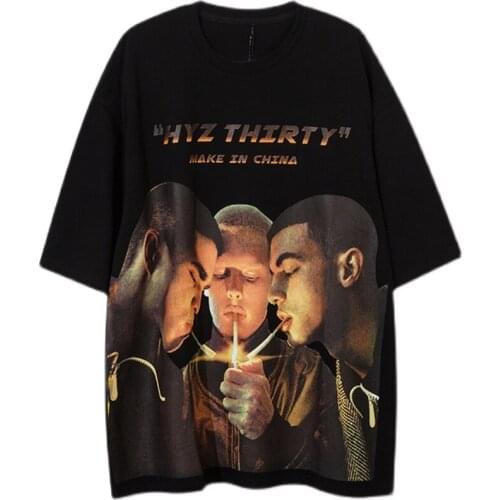 ZuoLunOuBa Summer Streetwear Fashion Men Clothing T Shirt Print Harajuku Manga Firework Boy Letters Hyxthirty Tees Tops Male