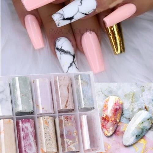 Marble Foil Nail Art Water Transfer Decals Sticker Paper Wraps Slider Manicure Decoration Tool