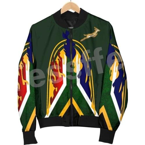 Tessffel County Animal South Africa Flag Springbok Retro 3DPrint Men/Women Winter Coat Funny Casual Windbreaker Bomber Jacket A2
