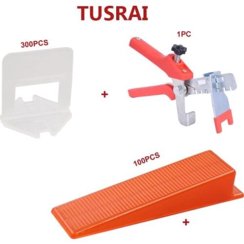 Tile Leveling System Handy Kit 2mm 3/32" 401pcs Ceramic Wall Floor Leveling Clips 300pcs + Wedges 100pcs + Pliers 1pc TUSRAI