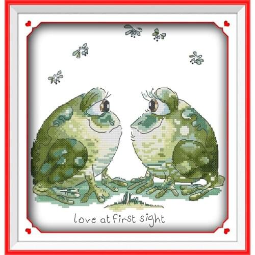 Frog cross stitch kit cartoon 11ct count canvas stitches embroidery DIY handmade needlework plus