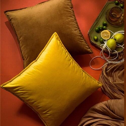 Solid Decorative Throw Pillow Covers Velvet Cushion Covers Luxury Pillow Cases for Couch and Bed Pillows Soft Euro Sham Gold