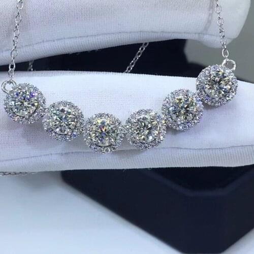 S925 Sterling Silver 3 Ct Round Moissanite Pendant Necklace Perfect Cut D Color VVS1 Luxury Passed Diamond Test Clavicle Chain