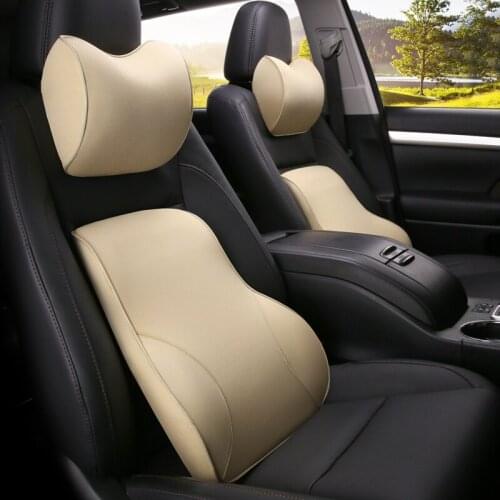 Car Neck Pillow Lumbar Waist Support Headrest Pillows Back Cushion Seat Supports Memory Foam Seat Covers Auto Accessories