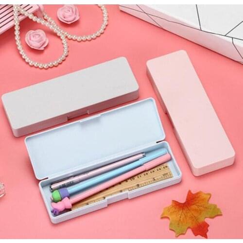 Simple Transparent Plastic Pencil Case Box Storage Learning Stationery Supplies