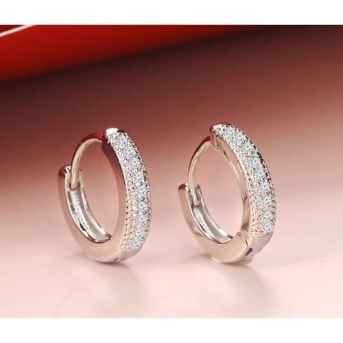 Luxury Top Quality Silver Color Cubic Zirconia Hoop Earrings Brincos Vintage Wedding Jewelry For Women ZYE822