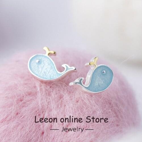 Spouting Whale Ear Studs Women Lovely Earrings Female Fashion Stud Earrings Cute Jewelry for Girls Gift Dropshipping Wholesale