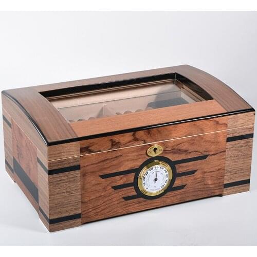 Cuba Cigar Humidor Spanish Cedar Wood Cigar Case With Hygrometer Humidifier Fit 30-50 Cigars Cabinet