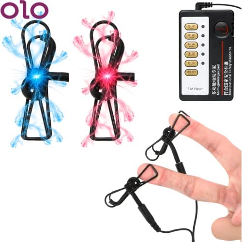 OLO Electric Shock Nipple Clamps Breast Massager Medical Themed Toy Nipple Clips Sex Toys for Women Sex Tools For Couples