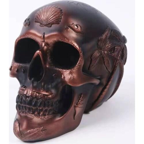 Human Head Skull Statue for Home Decor Resin Piggy Bank Figurines Halloween Decoration Sculpture Crafts Ornaments