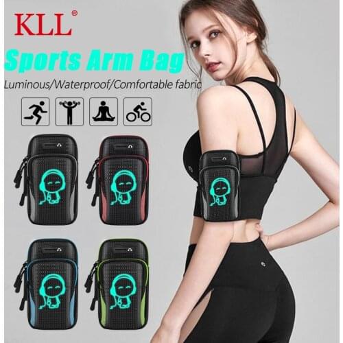 Universal 6.8'' Waterproof Sport Armband Bag Luminous Running outdoor Jogging Gym Arm Band Mobile Phone Bag Case Cover Holder