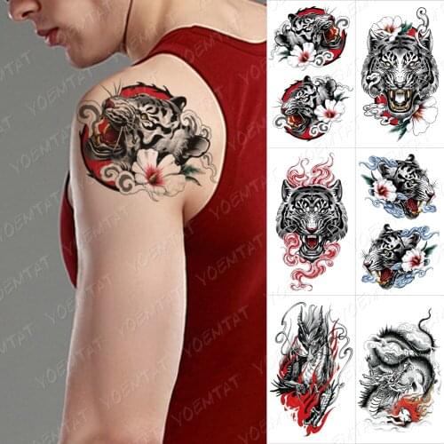 Waterproof Temporary Tattoo Sticker Clock Orange Blue Eyes Wolf Flash Tattoos Lion Tiger Body Art Arm Fake Tatoo Women Men