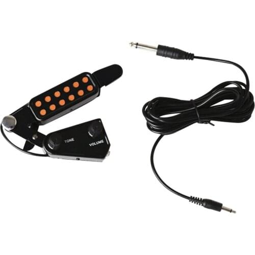 12-Hole Guitar Sound Hole Pickup Magnetic Transducer with Tone Volume Controller for Acoustic/Electric Guitar
