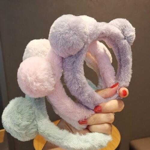 1pcs Girl Heart Cute Plush Hair Ball Headband Female Selling Cute Cartoon Bear Ears Headband Hair