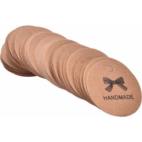 100pcs/lot Brown Garment labels Handmade Bowknot Kraft Label Vintage Label DIY Hand Made For Gift Cake Baking Sealing Hang tag