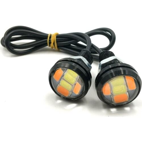 2x Car LED Light 12V 23MM 6 LED Dual Color White/Amber Eagle eyes Daytime Running Light DRL Turn Signal Lamp Bulbs