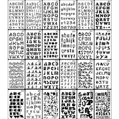 24 pz/set Lettere di Alfabeto Modello di Disegno Stencil Pittura Goffratura Scrapbook