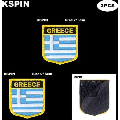 National Flag Patch Hook Loop Greece Badges Armband 3D Stick on Jacket Backpack Stickers