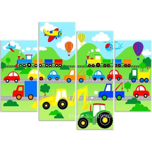 4pcs 5D DIY Diamond Painting Cross Stitch Boys Car Vehicle,diamond Embroidery Full Diamond Mosaic stickers,Child room decor art