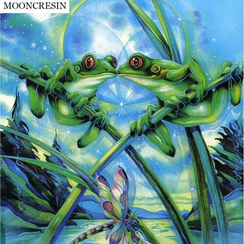 5D Diy Diamond Painting Cross Stitch Diamond Embroidery Full Square Animal Frogs & Dragonflies Mosaic Needlework Decor Baby Gift