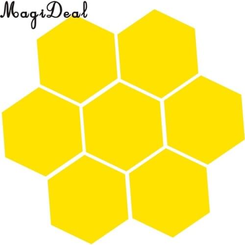 7Pcs 3D Mirror Surface Hexagon Vinyl Removable Sticky Wall Sticker Decal Coffee Cafe Bar Chic Decor Art Mural DIY