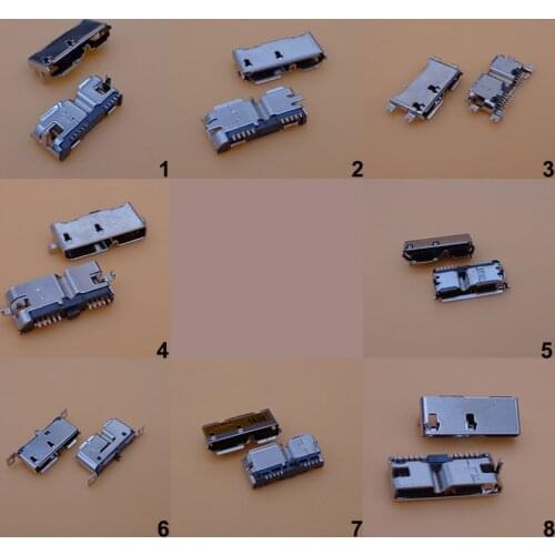 8 models HI-Speed Micro USB 3.0 Female 10Pin SMD Type B SMT Socket PCB Soldering Connectors for Mobile Hard Disk Drives
